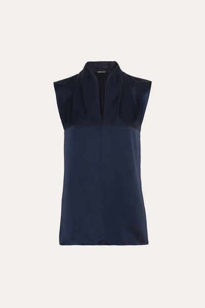 Women Sleeveless Silk Satin Contour Shirt  | Elie Tahari