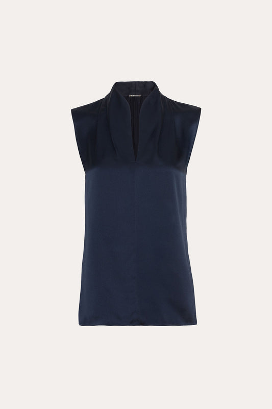 Women Sleeveless Silk Satin Contour Shirt  | Elie Tahari