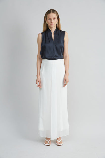 Women Sleeveless Silk Satin Contour Shirt  | Elie Tahari