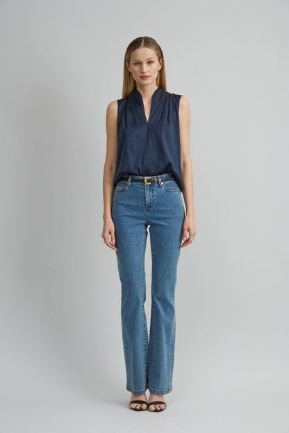 Women Sleeveless Silk Satin Contour Shirt  | Elie Tahari