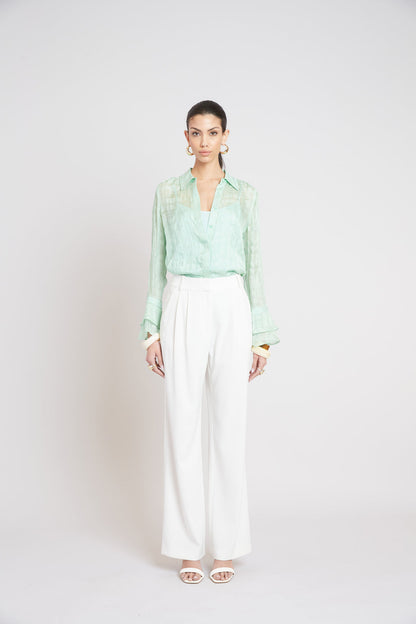 Women Silk Plaid Jacquard Shirt  | Elie Tahari