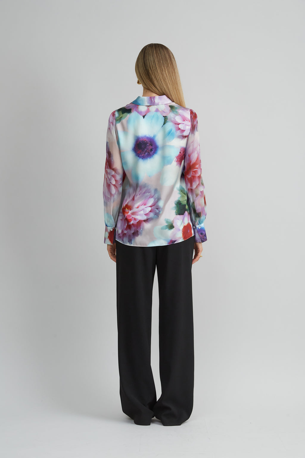 Women Mixed Media Silk Floral Shirt  | Elie Tahari