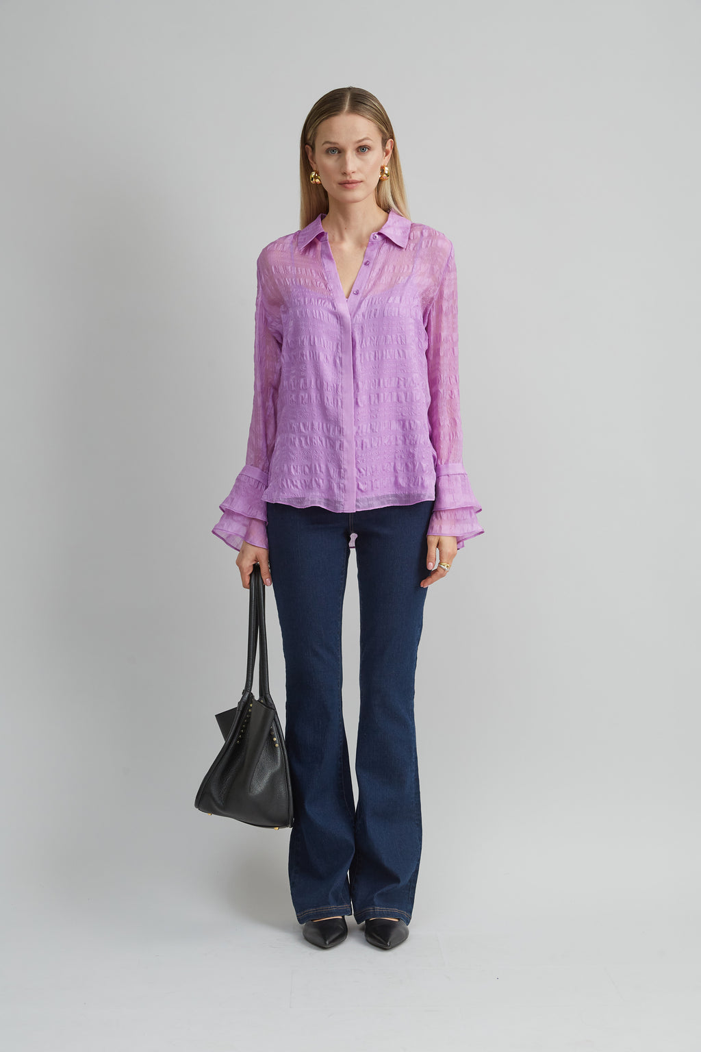 Women Silk Plaid Jacquard Shirt  | Elie Tahari