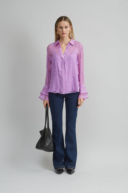 Women Silk Plaid Jacquard Shirt  | Elie Tahari