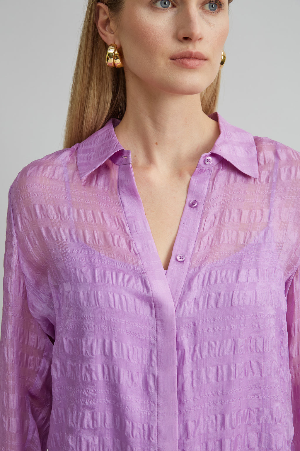 Women Silk Plaid Jacquard Shirt  | Elie Tahari