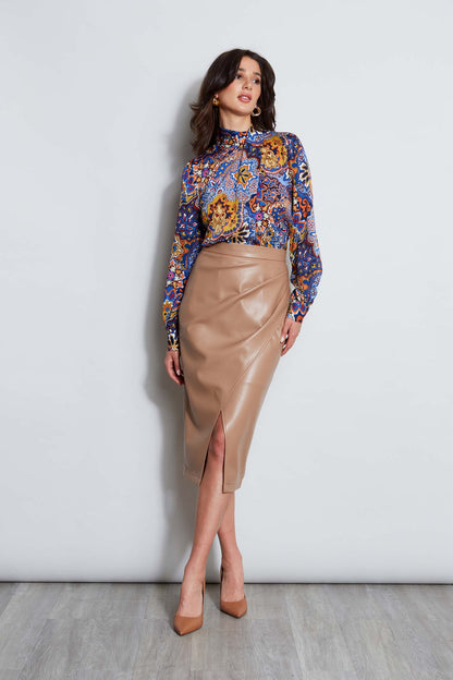 Women Midi Vegan Leather Wrap Skirt Fossil | Elie Tahari