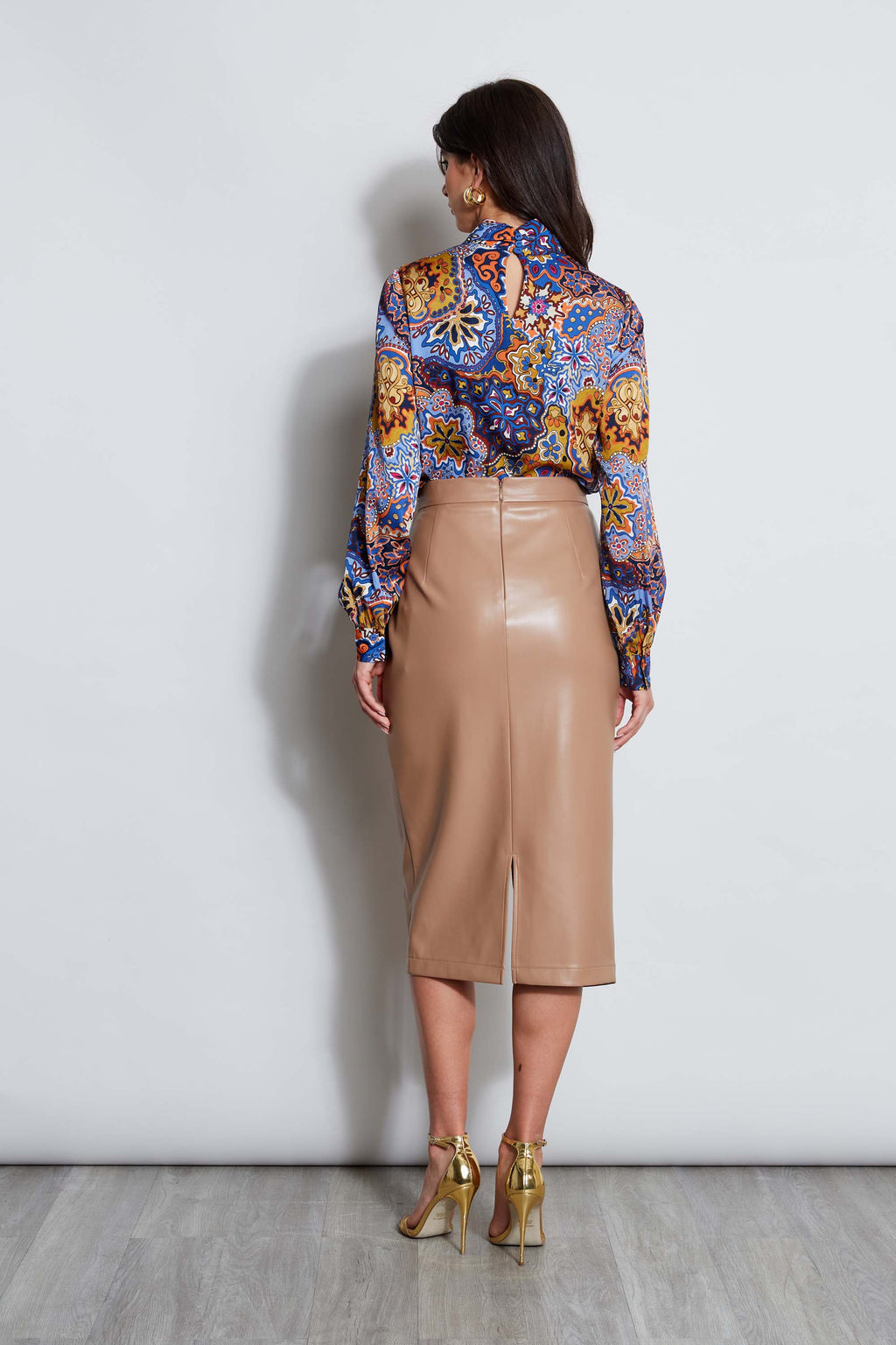 Women Midi Vegan Leather Wrap Skirt Fossil | Elie Tahari