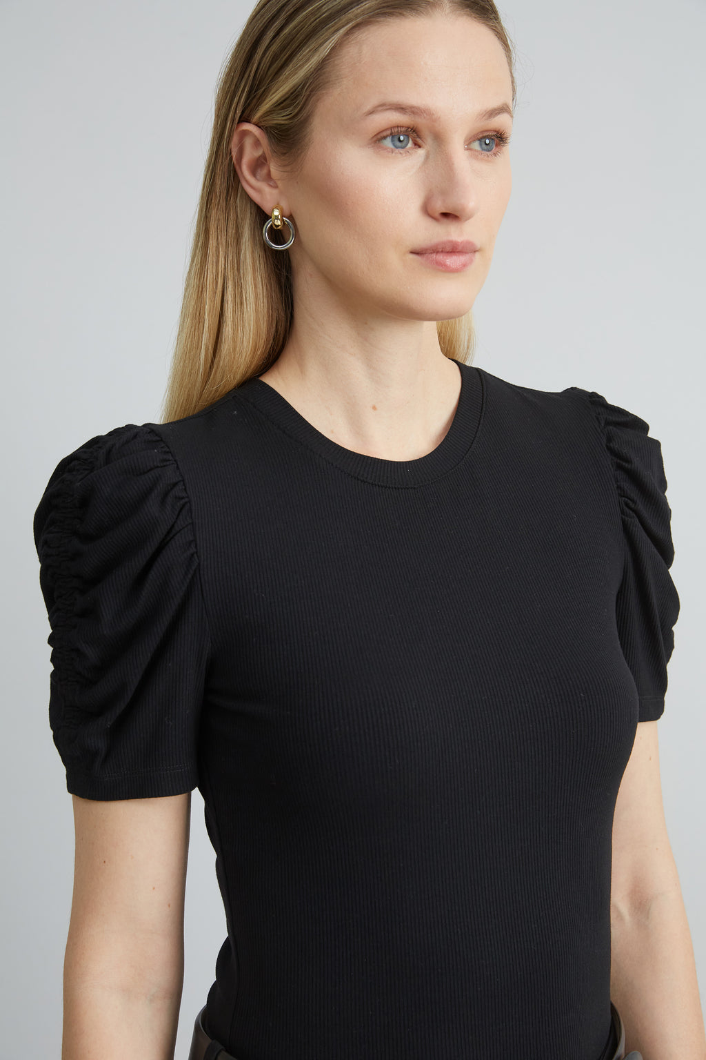 Women Puff Sleeve Rib Knit  | Elie Tahari