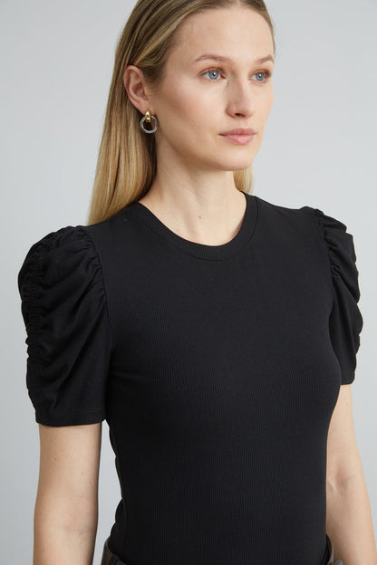 Women Puff Sleeve Rib Knit  | Elie Tahari