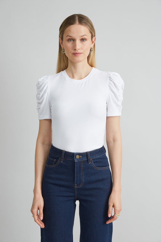 Women Puff Sleeve Rib Knit  | Elie Tahari