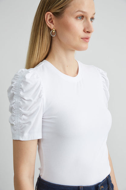 Women Puff Sleeve Rib Knit  | Elie Tahari
