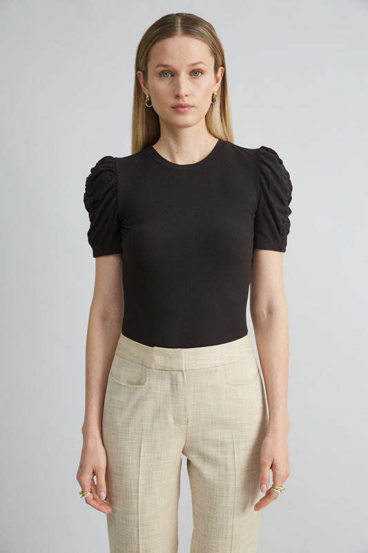 Women Puff Sleeve Rib Knit  | Elie Tahari
