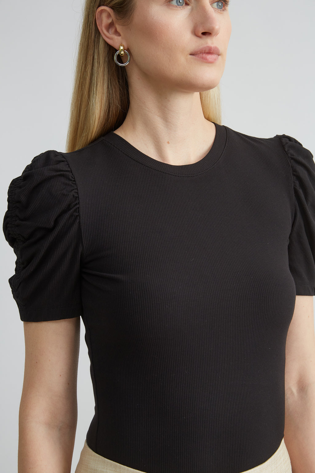 Women Puff Sleeve Rib Knit  | Elie Tahari