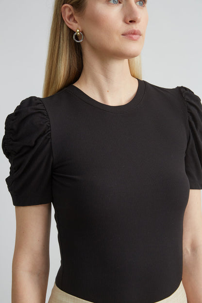 Women Puff Sleeve Rib Knit  | Elie Tahari