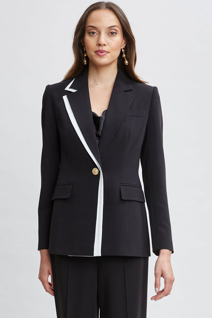 Women Contrast Trim Blazer  | Elie Tahari