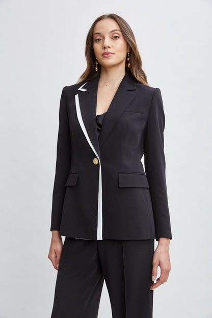 Women Contrast Trim Blazer  | Elie Tahari