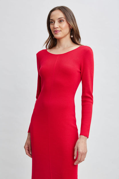Women Wool Draped Chain Sweater Dress Ruby Red | Elie Tahari