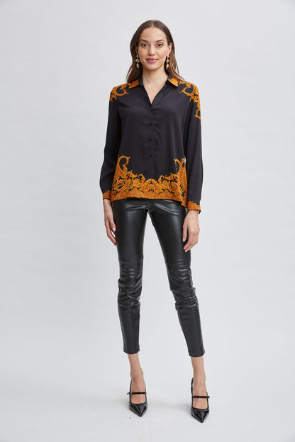 Women Silk Paisley Button Down Shirt  | Elie Tahari