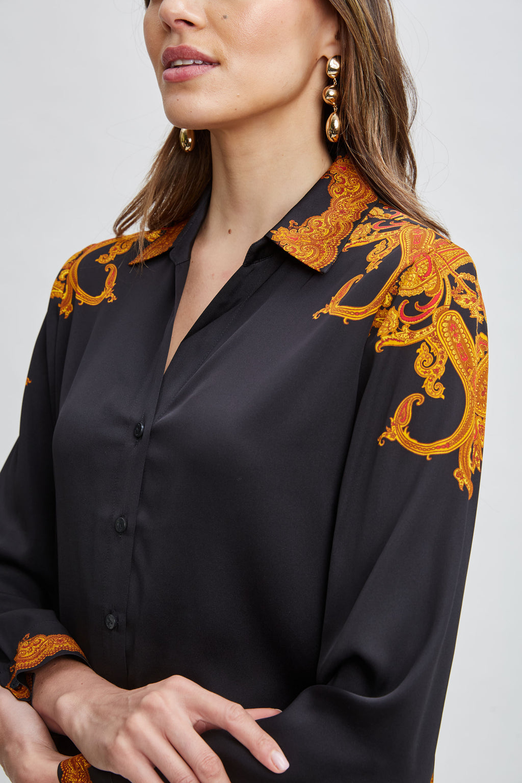 Women Silk Paisley Button Down Shirt  | Elie Tahari