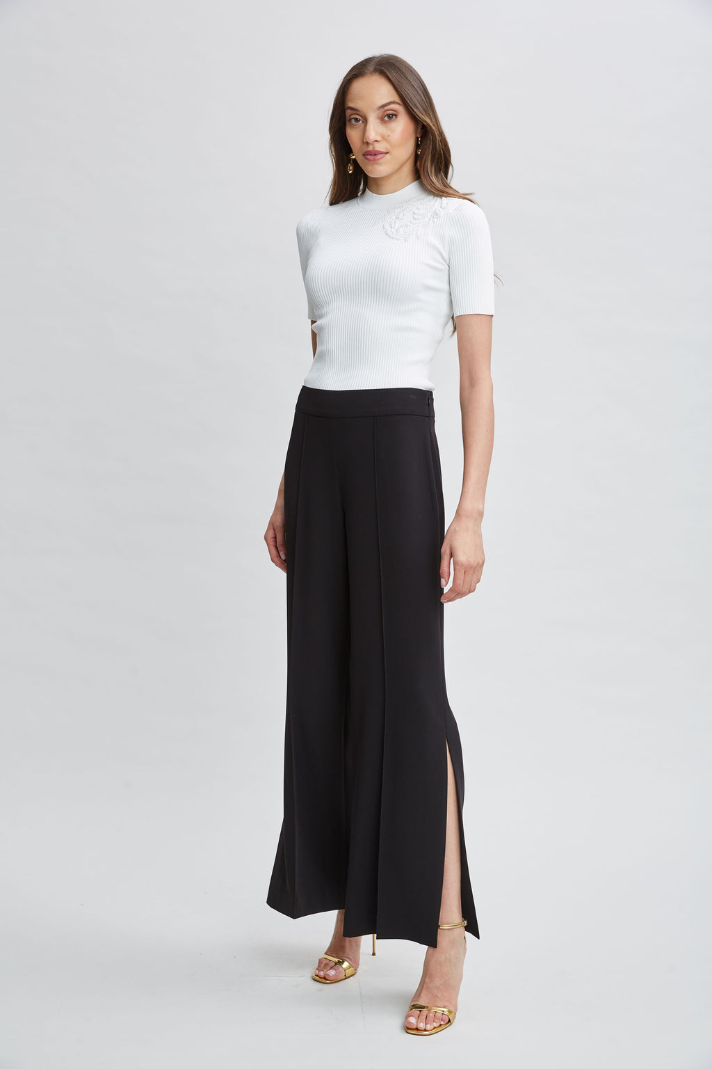 Women Wide Leg Slit Pant  | Elie Tahari