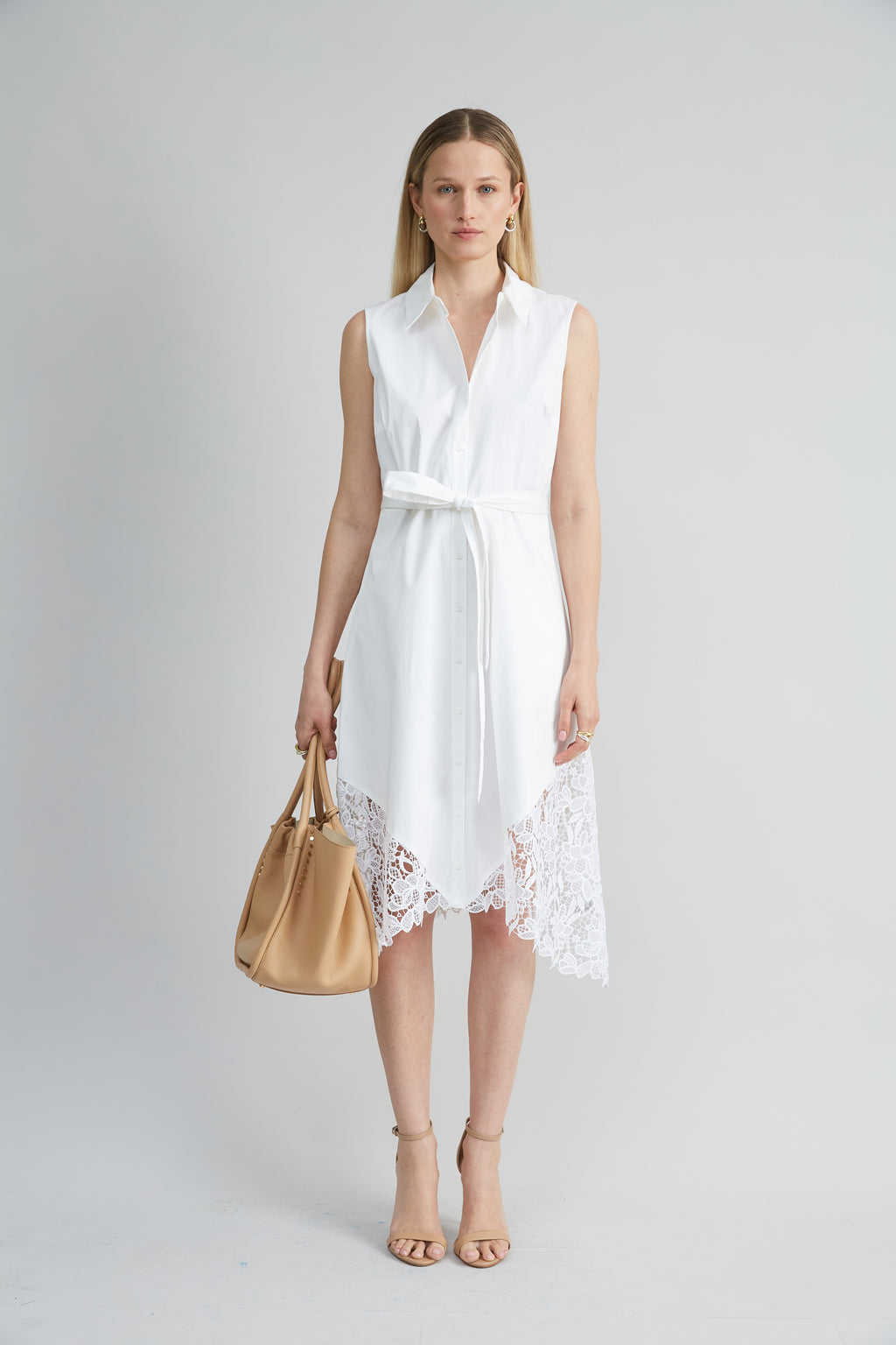 Women Cotton Lace Hem Dress  | Elie Tahari
