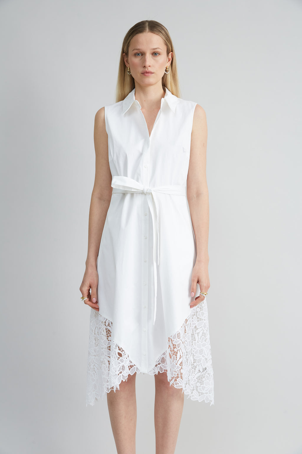 Women Cotton Lace Hem Dress  | Elie Tahari