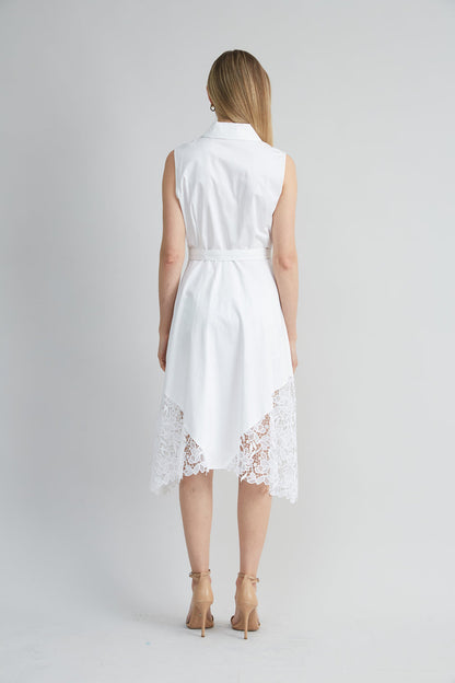 Women Cotton Lace Hem Dress  | Elie Tahari