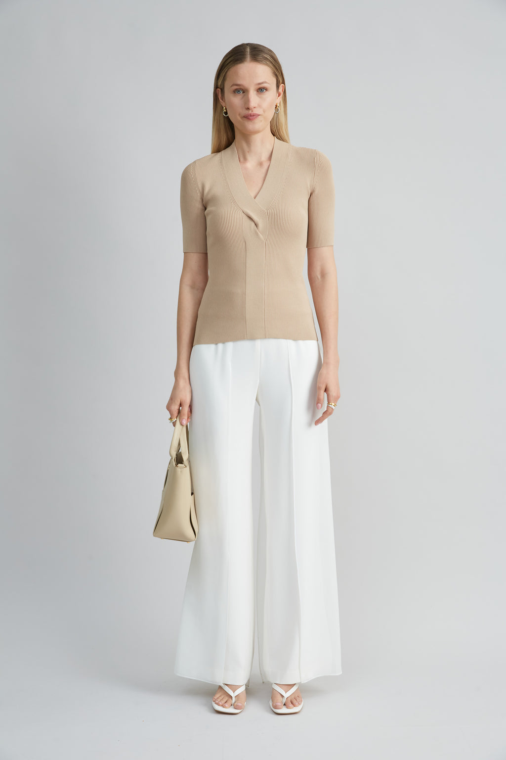 Women Short Sleeve Cable Twist Sweater  | Elie Tahari