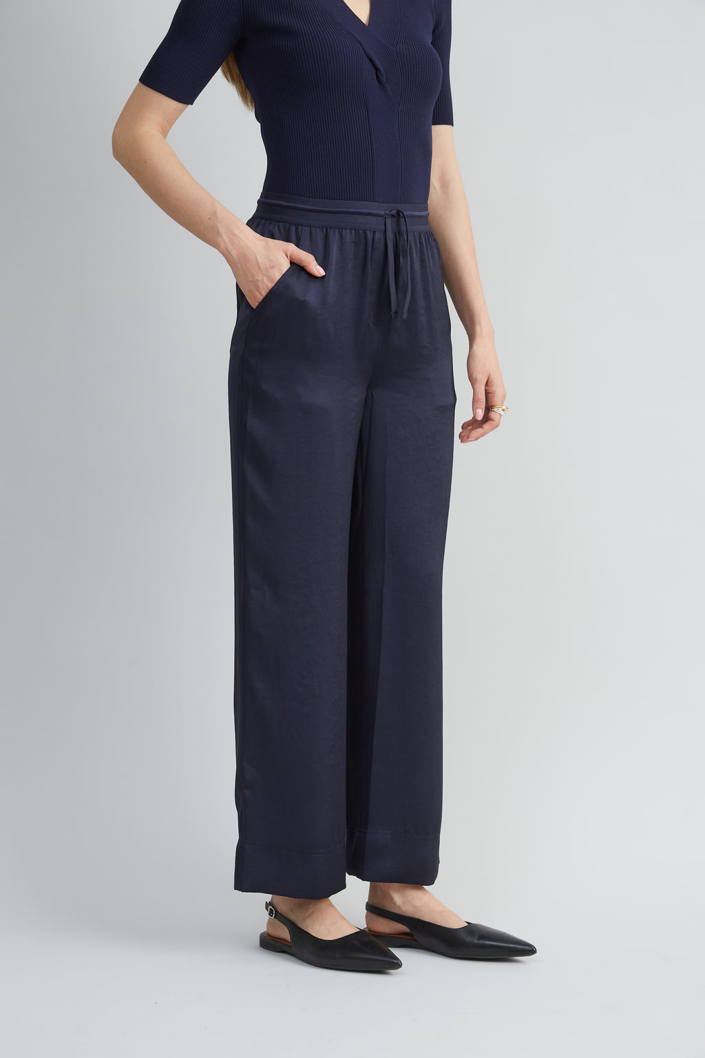 Women Satin Wide Leg Pant  | Elie Tahari