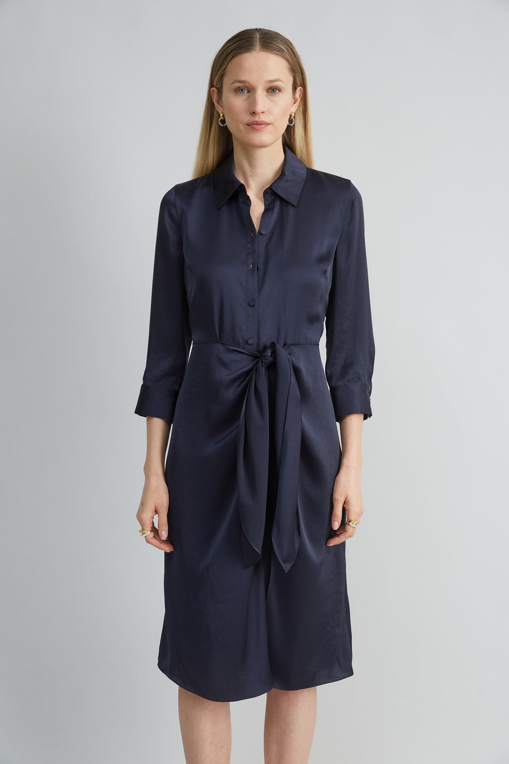 Women Satin Tie Shirt Dress Stargazer | Elie Tahari