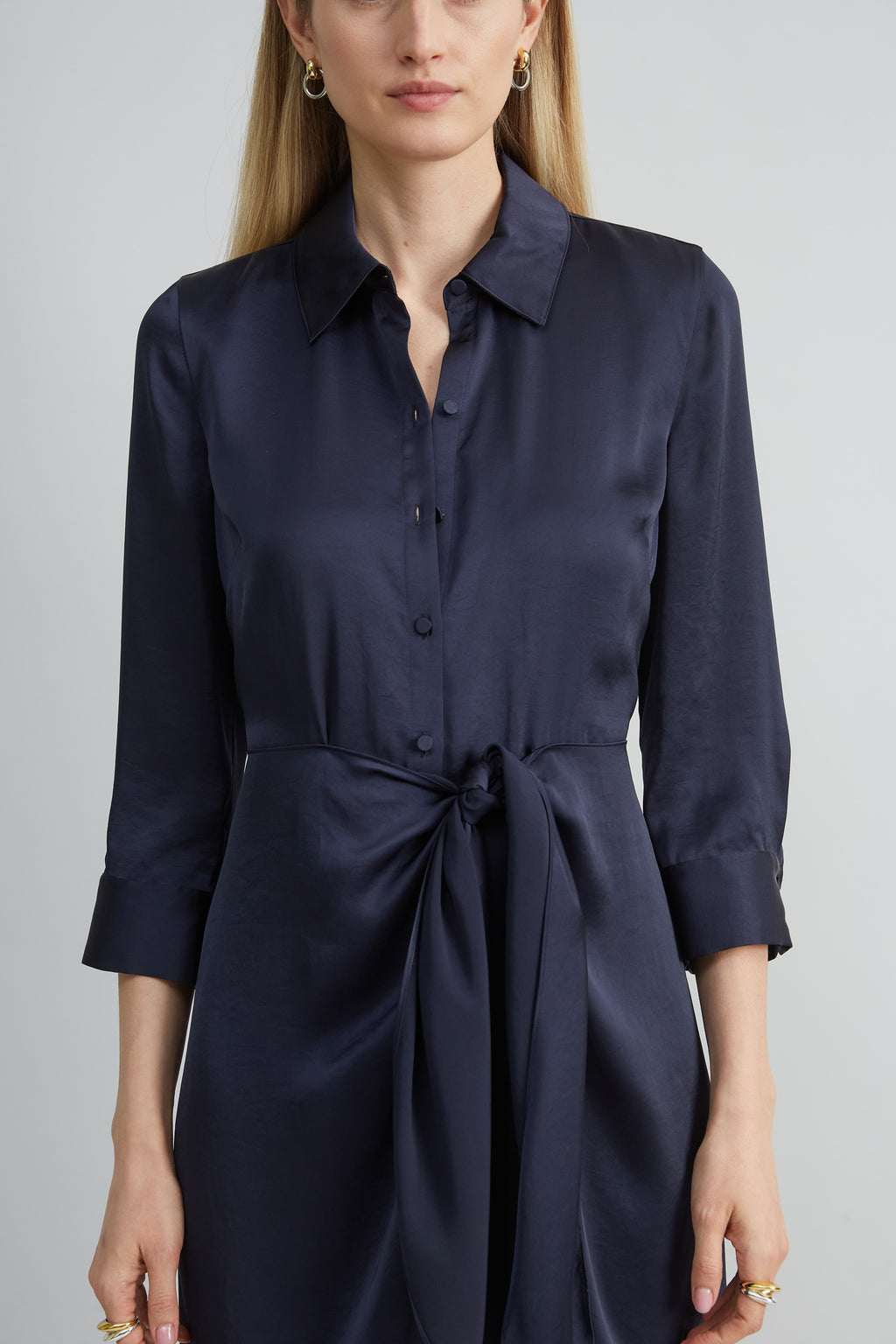Women Satin Tie Shirt Dress Stargazer | Elie Tahari