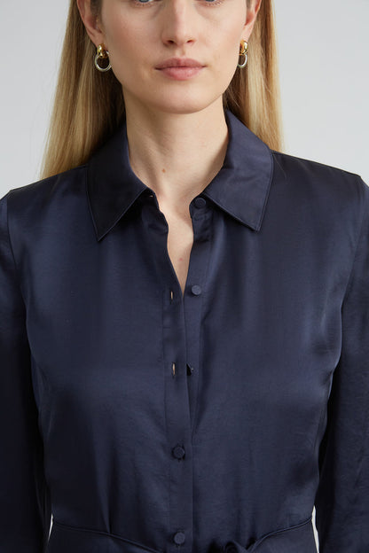 Women Satin Tie Shirt Dress Stargazer | Elie Tahari