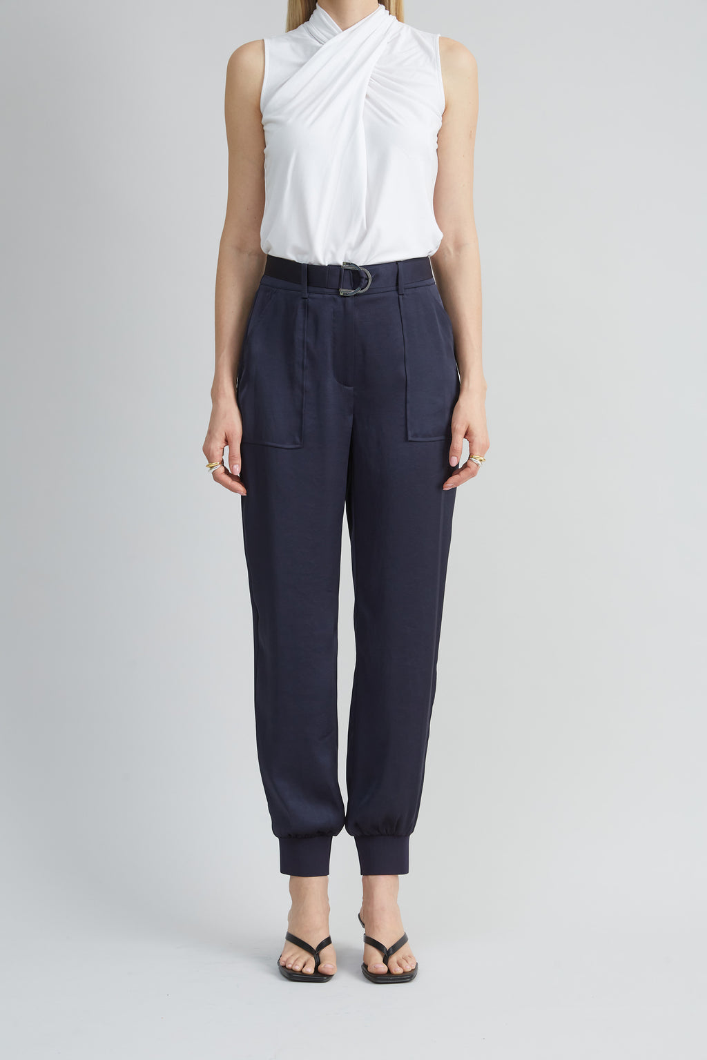 Women Satin Belted Cargo Pant  | Elie Tahari