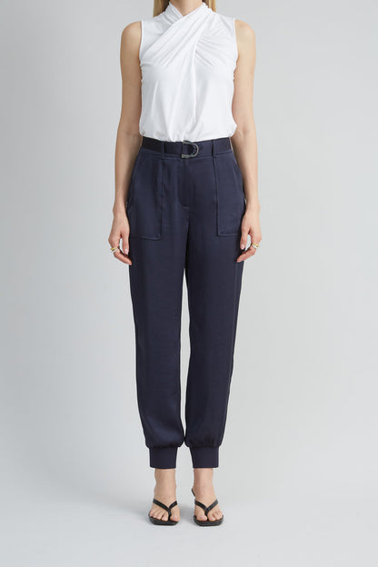 Women Satin Belted Cargo Pant  | Elie Tahari