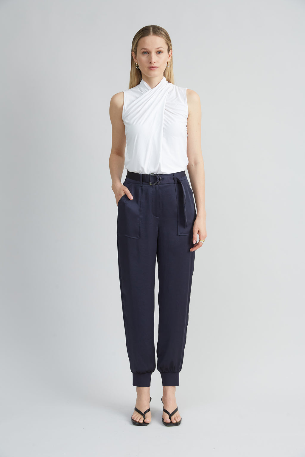 Women Satin Belted Cargo Pant  | Elie Tahari