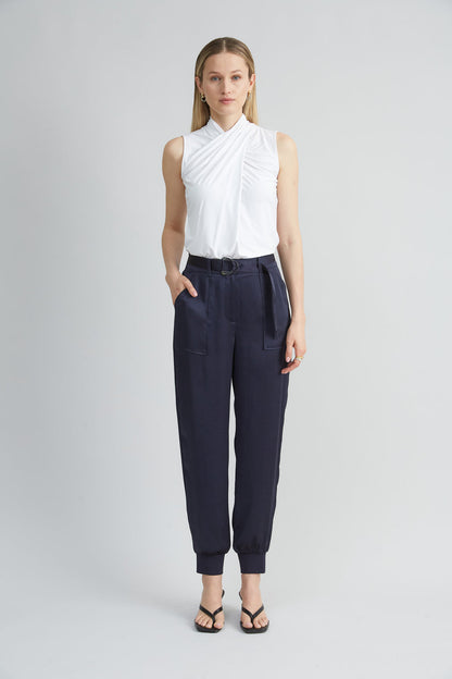 Women Satin Belted Cargo Pant  | Elie Tahari
