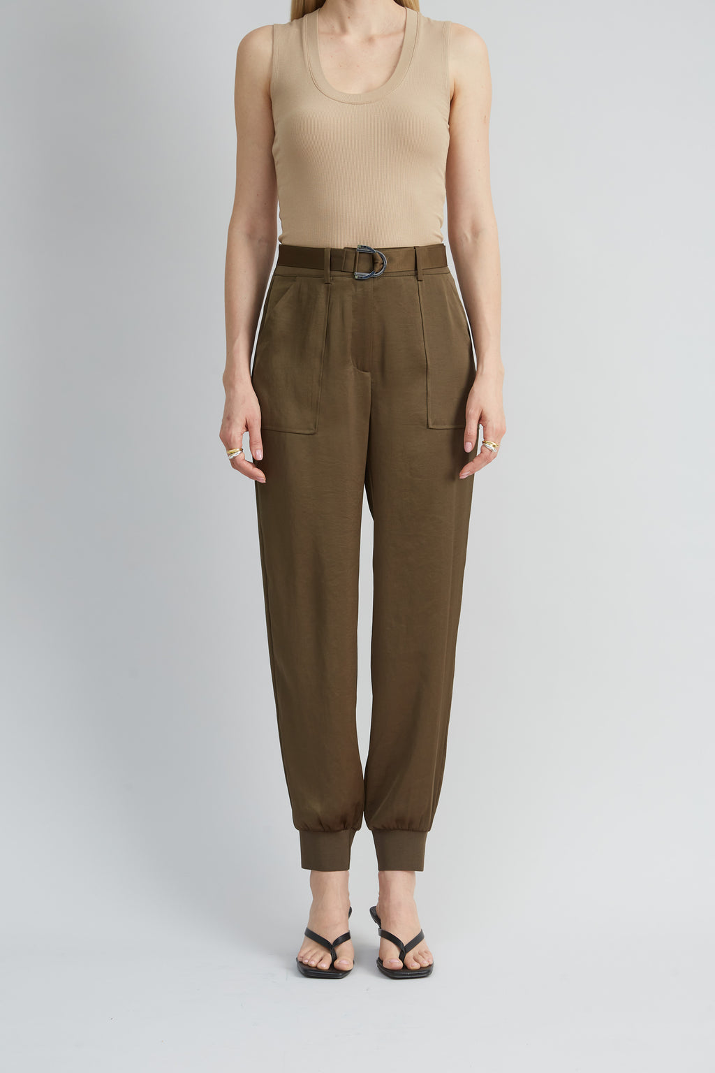 Women Satin Belted Cargo Pant  | Elie Tahari