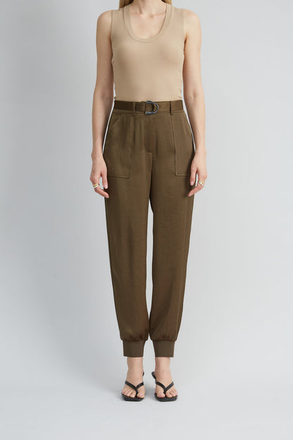 Women Satin Belted Cargo Pant  | Elie Tahari