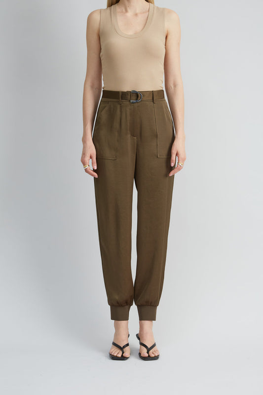 Women Satin Belted Cargo Pant  | Elie Tahari