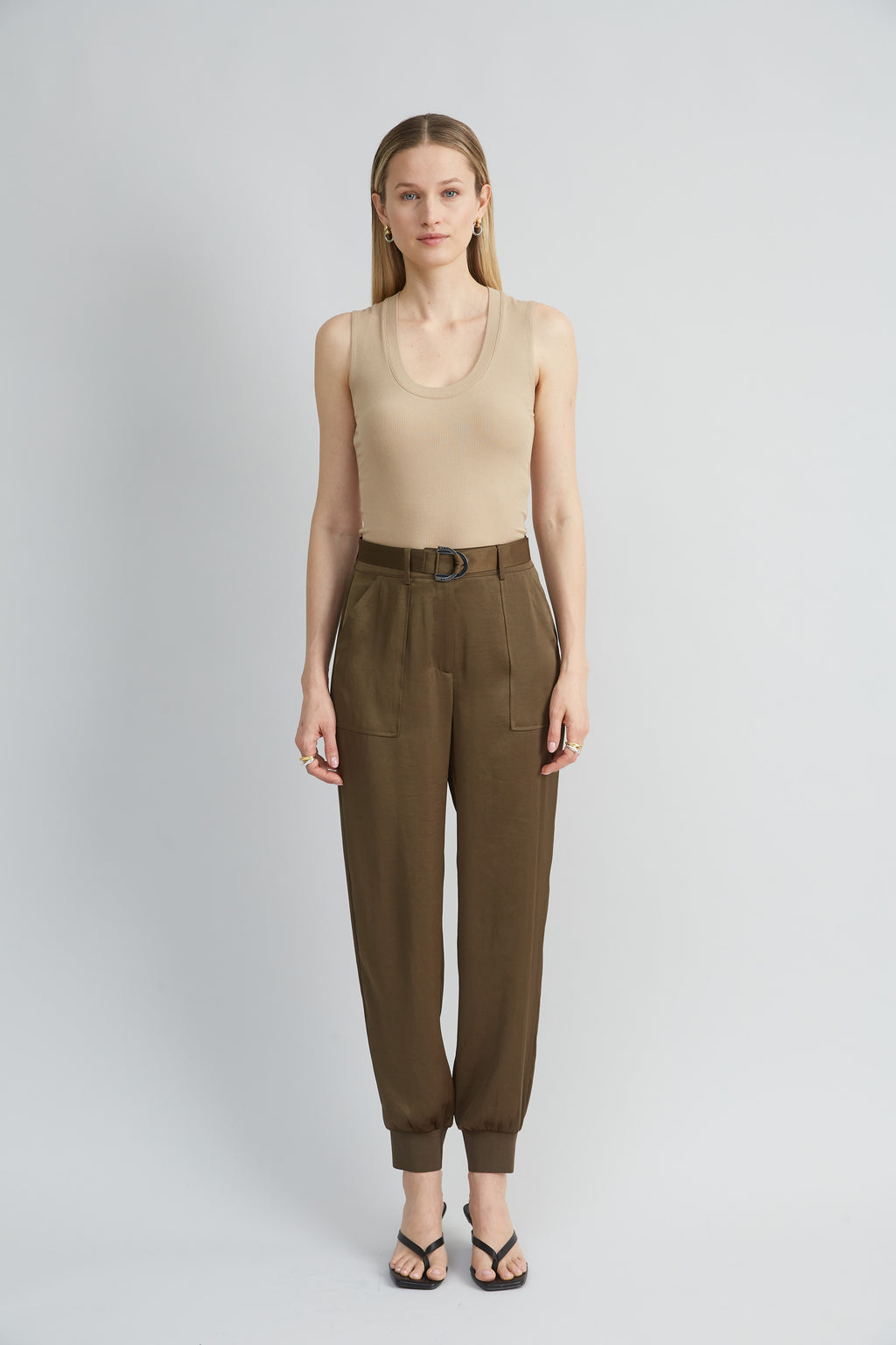 Women Satin Belted Cargo Pant  | Elie Tahari