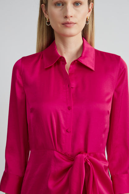 Women Satin Tie Shirt Dress Cyclamen | Elie Tahari