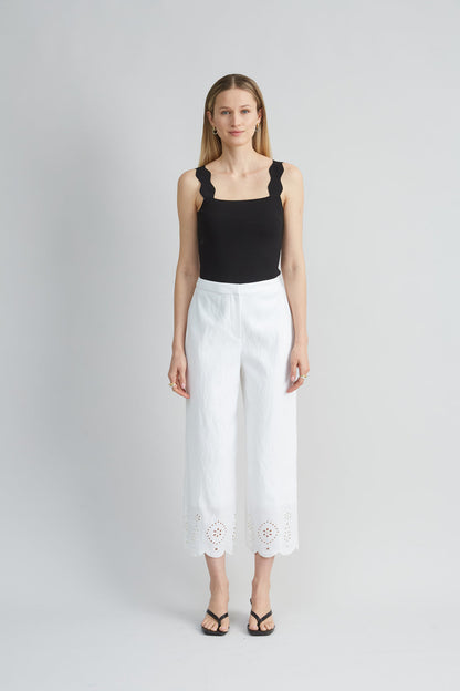 Women Linen Scallop Hem Pant  | Elie Tahari