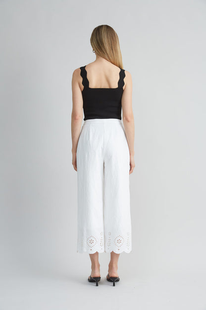 Women Linen Scallop Hem Pant  | Elie Tahari