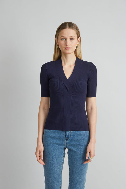 Women Short Sleeve Cable Twist Sweater  | Elie Tahari