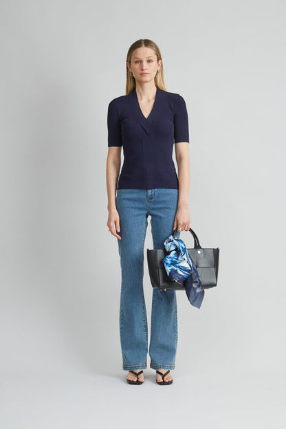 Women Short Sleeve Cable Twist Sweater  | Elie Tahari