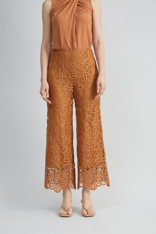 Women Lace Palazzo Pant Caramel | Elie Tahari