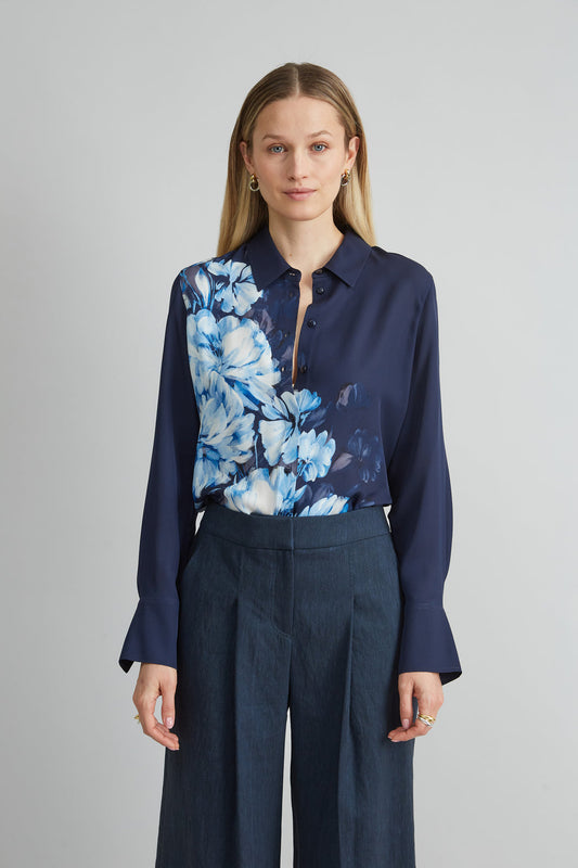 Women Silk Midnight Shadow Shirt  | Elie Tahari