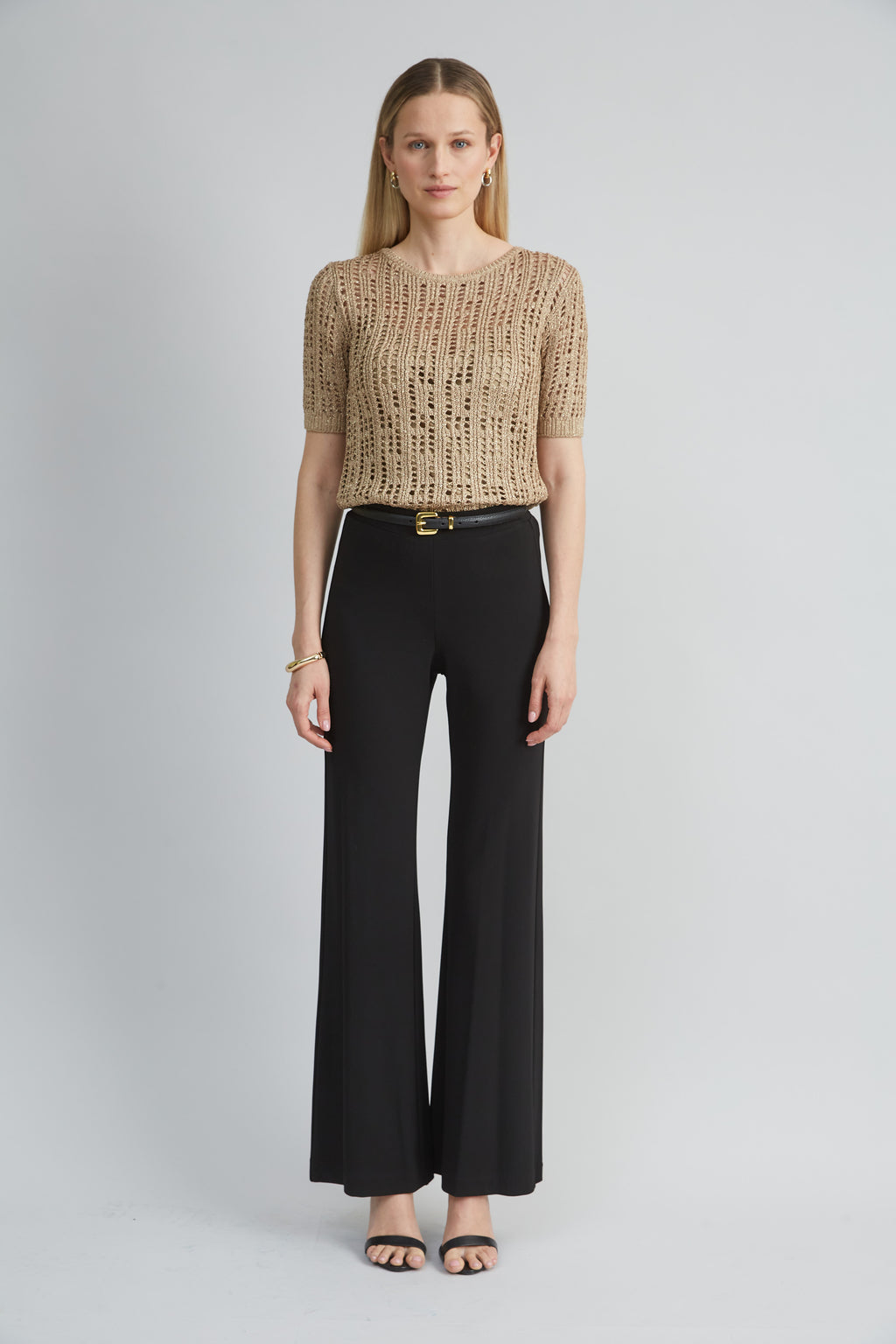 Women Metallic Crochet Sweater  | Elie Tahari