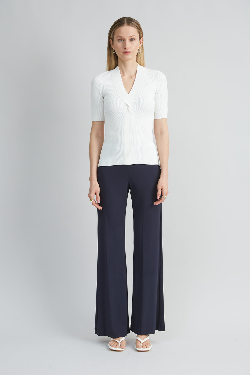 Women Short Sleeve Cable Twist Sweater  | Elie Tahari