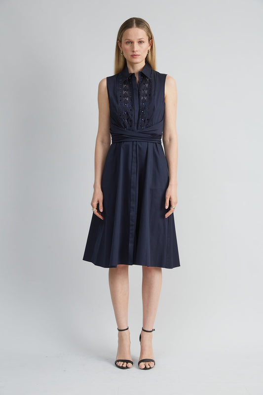 Women Sleeveless Cotton Tie Dress Stargazer | Elie Tahari